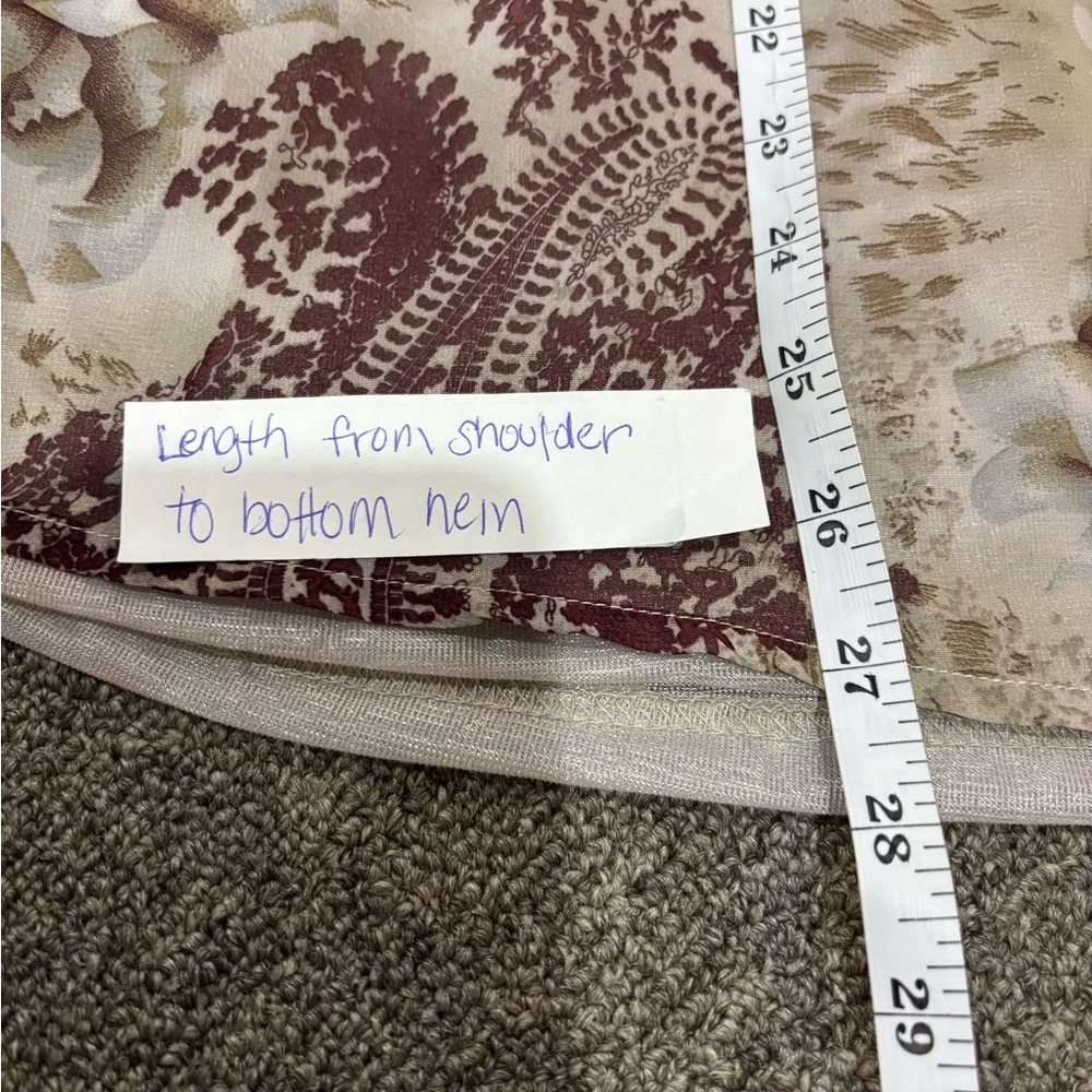 New Selene ruffle chiffon blouse plus tank brown paisley floral print NWT 2X top - Picture 7 of 8